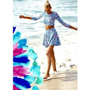 Lilly Pulitzer‎ Crop Top Womens XS Tiki Pink "Shake It Up" Carlita TOP NWT $168